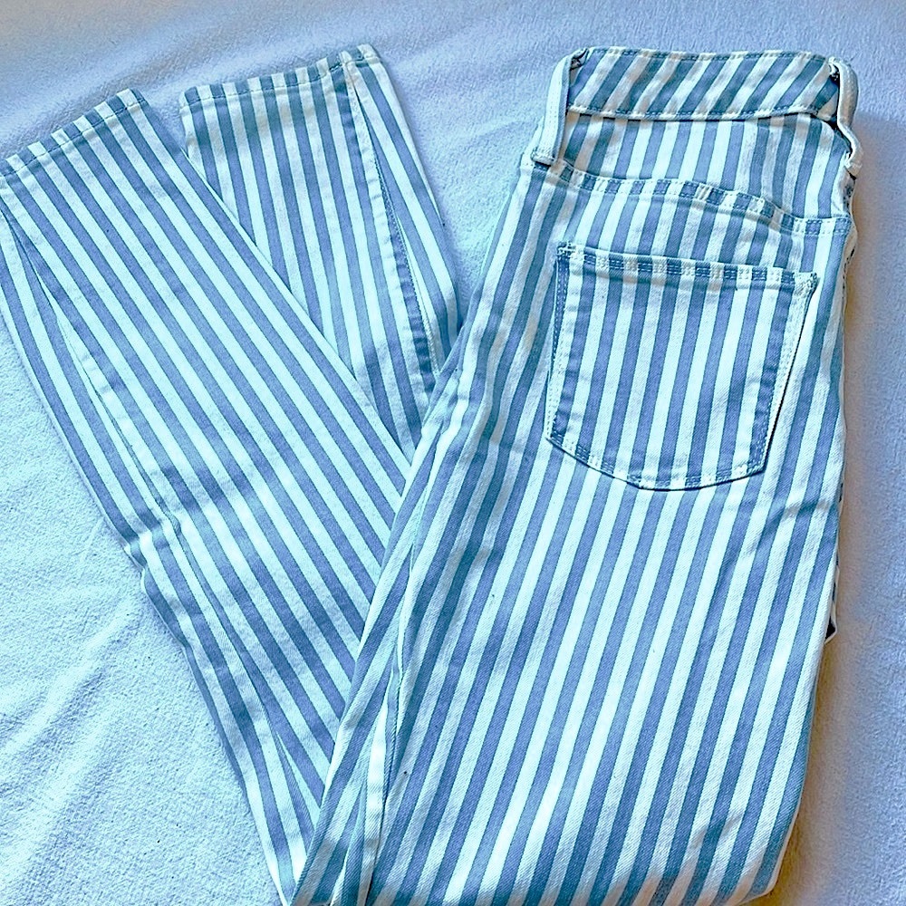 Universal Thread High-Rise Blue and White Striped Jeans